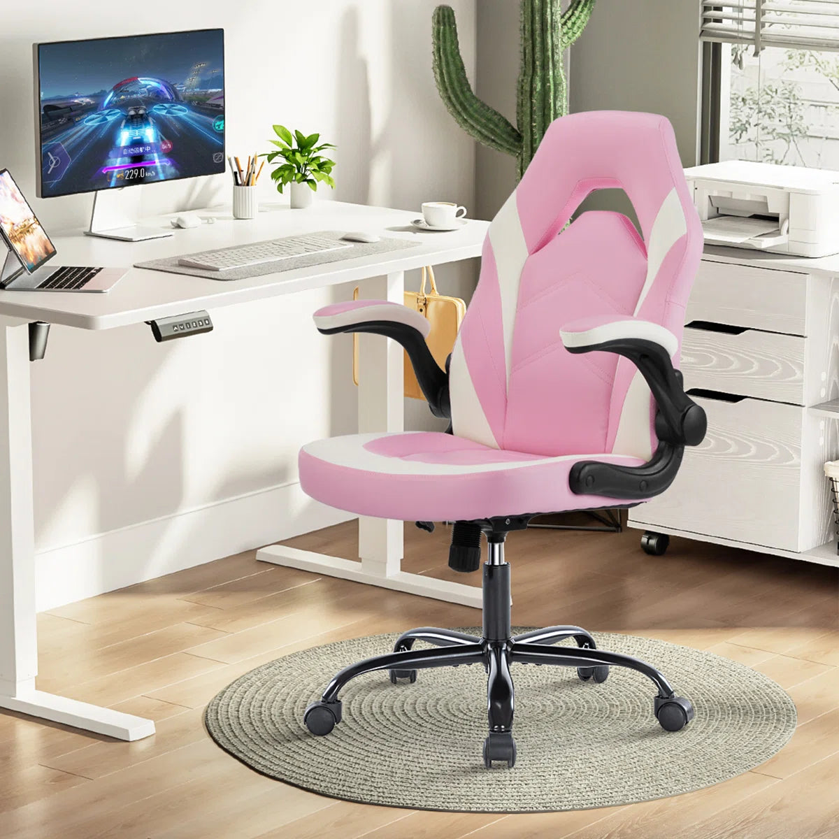 Inbox Zero Denesha Adjustable Reclining Ergonomic Faux Leather Swiveling PC & Racing Game Chair