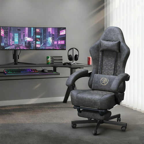 Adjustable Reclining Ergonomic Faux Leather Swiveling PC & Racing Game Chair