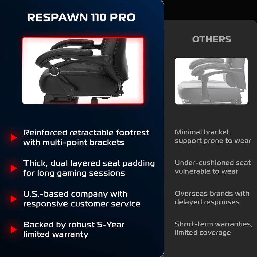 110 Pro Ergonomic Gaming Chair with Footrest for Adults
