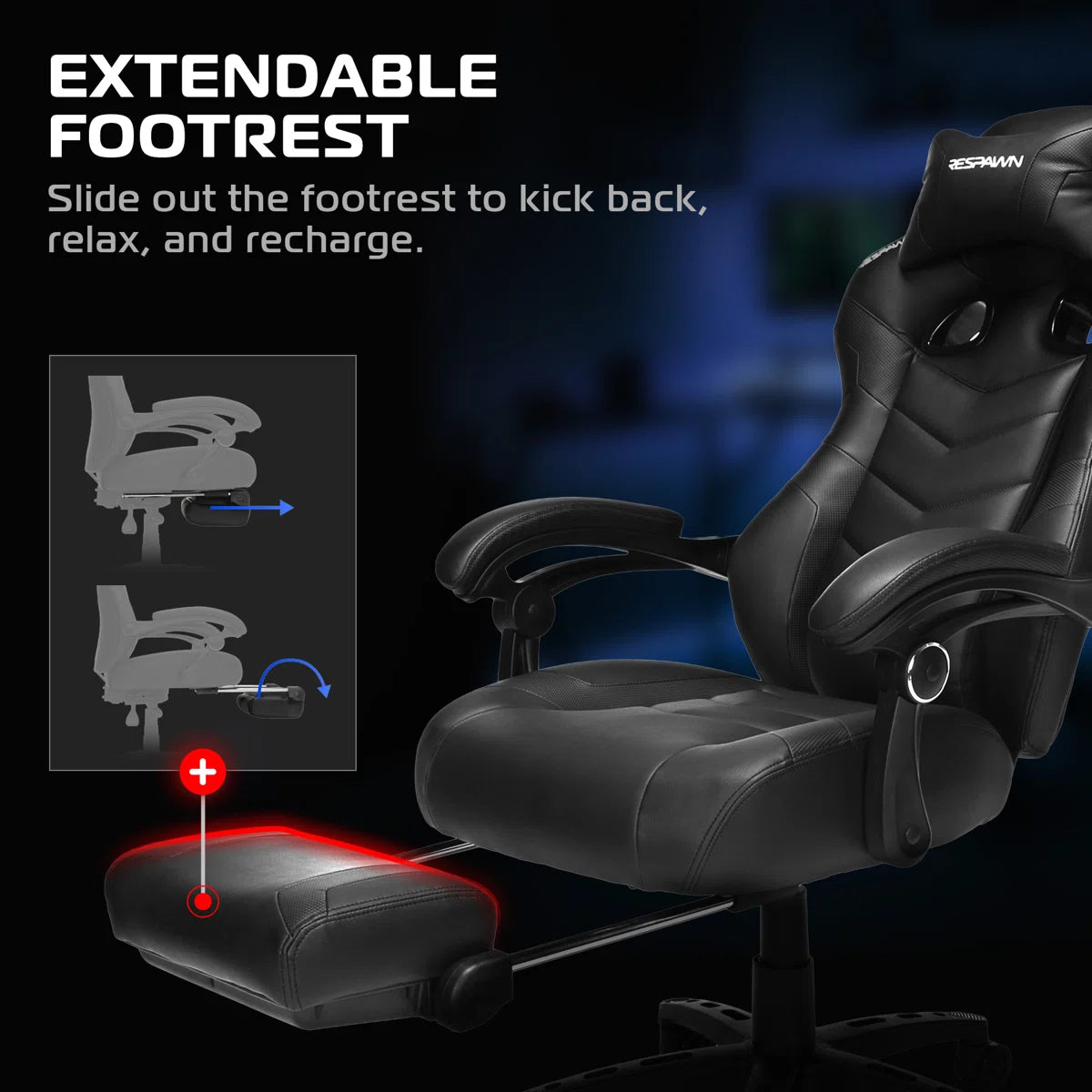 110 Pro Ergonomic Gaming Chair with Footrest for Adults