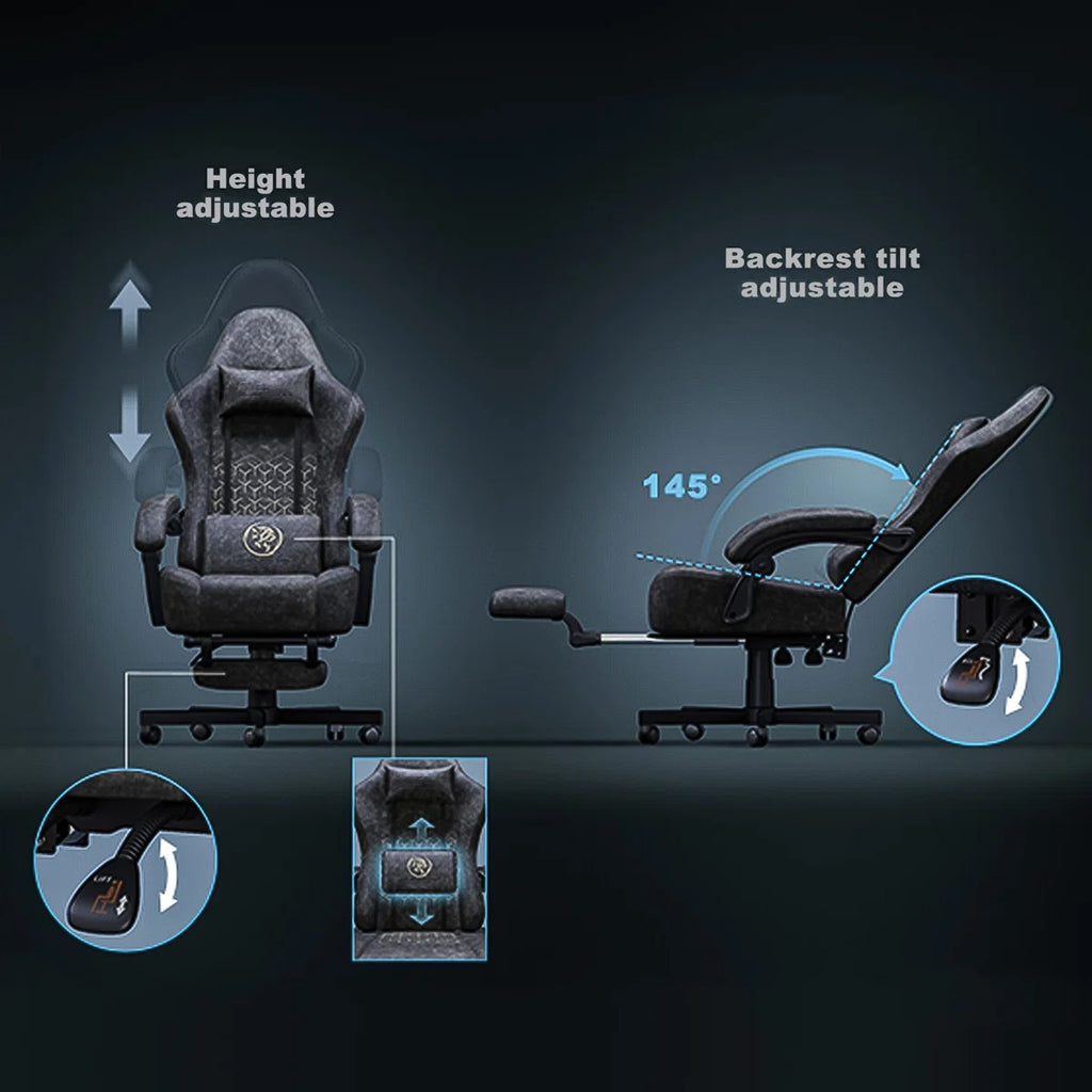 Adjustable Reclining Ergonomic Faux Leather Swiveling PC & Racing Game Chair