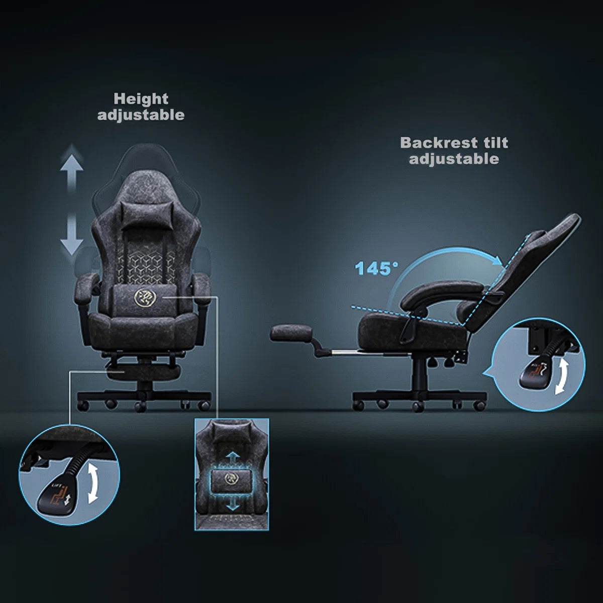 Adjustable Reclining Ergonomic Faux Leather Swiveling PC & Racing Game Chair