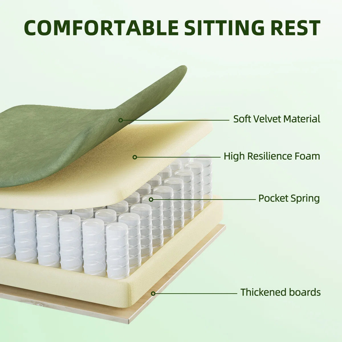 Velvet Fabric Gaming Chair with Footrest High Back Ergonomic Gamer Chair with Headrest and Massage, Green